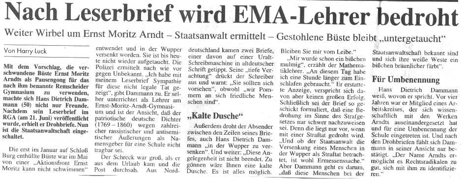 Nach Leserbrief wird EMA-Lehrer bedroht